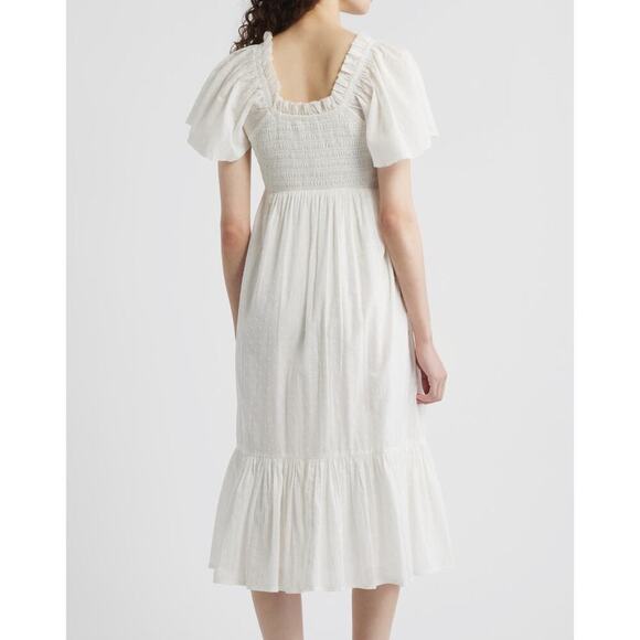 Cleobella Ashlyn Organic Cotton Dobby Midi Dress - White - Medium - Picture 2 of 6